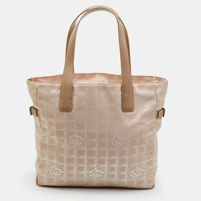Pre-owned Chanel Travel Line Beige Canvas And Leather Tote
