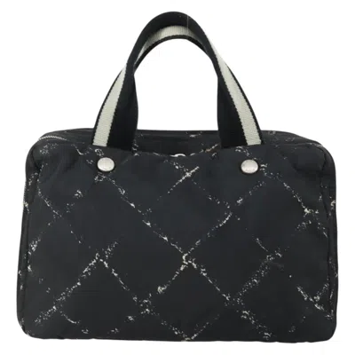 Pre-owned Chanel Travel Line Boston Bag Printed Nylon Black Nylon Handbag ()