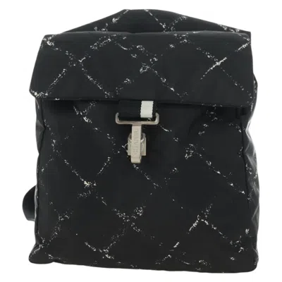 Pre-owned Chanel Travel Line Lock Printed Nylon Black Nylon Backpack Bag ()
