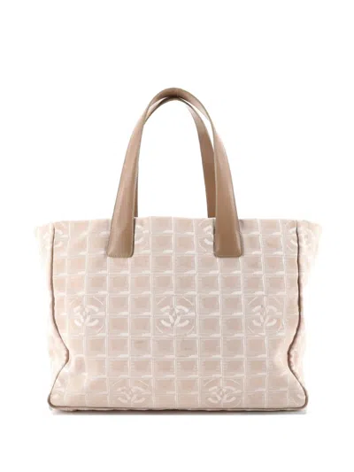 Pre-owned Chanel Travel Line Nylon Medium Tote Bag In Pink