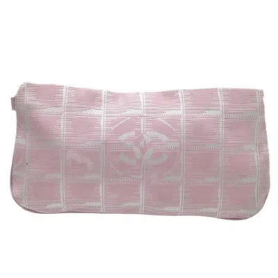 Pre-owned Chanel Travel Line Synthetic Clutch Bag () In Pink