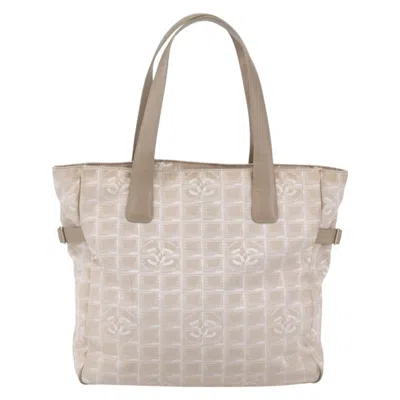 Pre-owned Chanel Travel Line Tote Nylon Beige Nylon Tote Bag Bag () In Sand