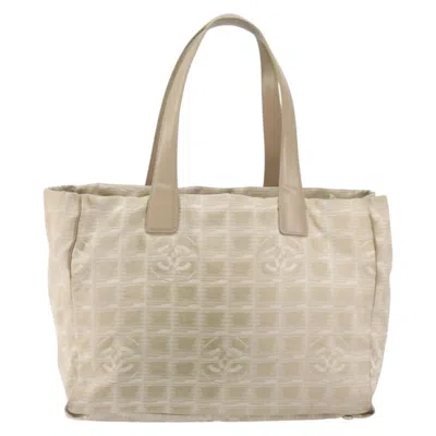 Pre-owned Chanel Travel Line Tote Nylon Beige Nylon Tote Bag Bag () In Sand
