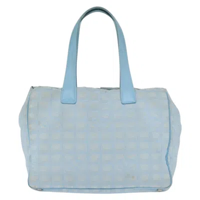 Pre-owned Chanel Travel Line Tote Nylon Blue Nylon Tote Bag Bag ()