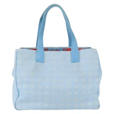 Pre-owned Chanel Travel Line Tote Nylon Blue Nylon Tote Bag Bag ()