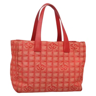 Pre-owned Chanel Travel Line Tote Nylon Nylon Bag () In Red