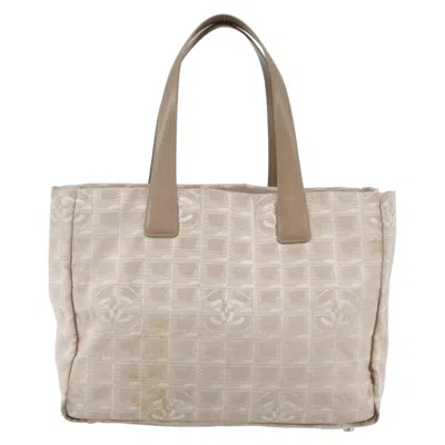 Pre-owned Chanel Travel Line Tote Nylon Nylon Bag () In Sand