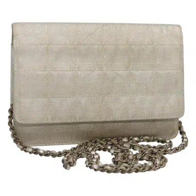 Pre-owned Chanel Travel Line Wallet On Chain Quilted Nylon Nylon Bag () In Silver