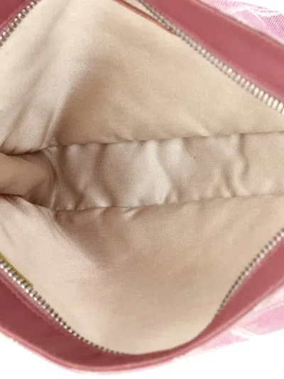 Pre-owned Chanel Travel Line Zip Nylon Medium Pouch In Pink