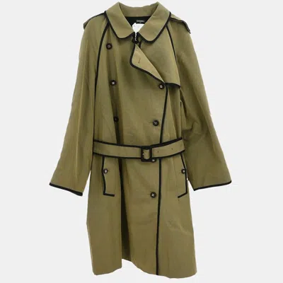 Pre-owned Chanel Trench Coat Khaki 04504 #40