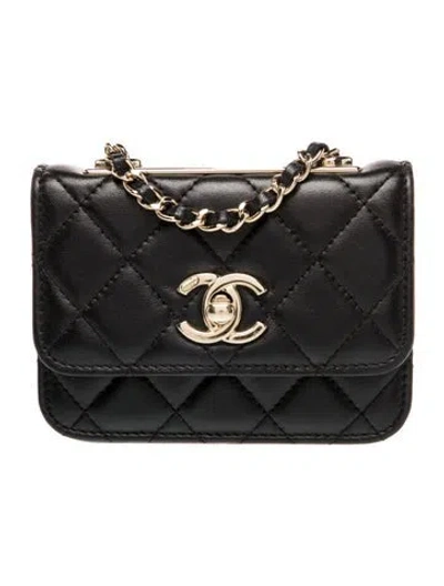 Pre-owned Chanel Trendy Cc Card Holder On Chain In Black