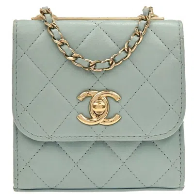Pre-owned Chanel Trendy Cc Clutch With Chain Quilted Lambskin Leather Shoulder Bag Bag () In Blue