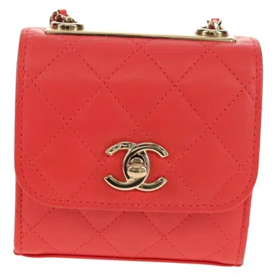 Pre-owned Chanel Trendy Cc Clutch With Chain Quilted Lambskin Red Leather Clutche & Pouche Bag ()