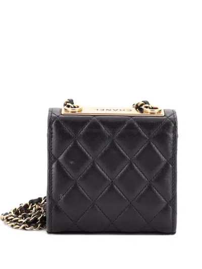 Pre-owned Chanel Trendy Cc Clutch With Chain Quilted Lambskin Small Crossbody Bag In Black