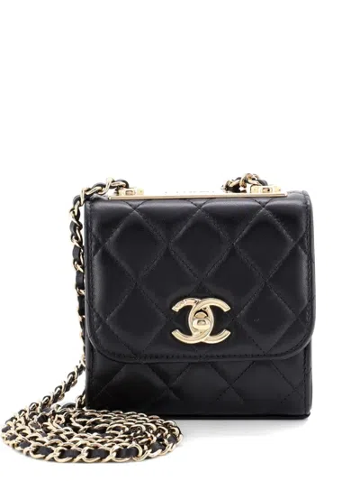 Pre-owned Chanel Trendy Cc Clutch With Chain Quilted Lambskin Small Crossbody Bag In Black