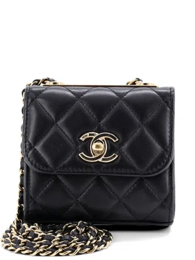 Pre-owned Chanel Trendy Cc Clutch With Chain Quilted Lambskin Small Crossbody Bag In Black