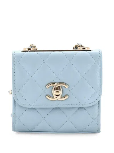 Pre-owned Chanel Trendy Cc Clutch With Chain Quilted Lambskin Small Crossbody Bag In Blue