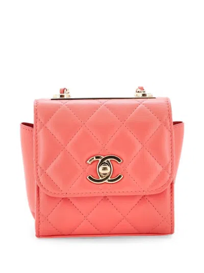 Pre-owned Chanel Trendy Cc Clutch With Chain Quilted Lambskin Small Crossbody Bag In Pink