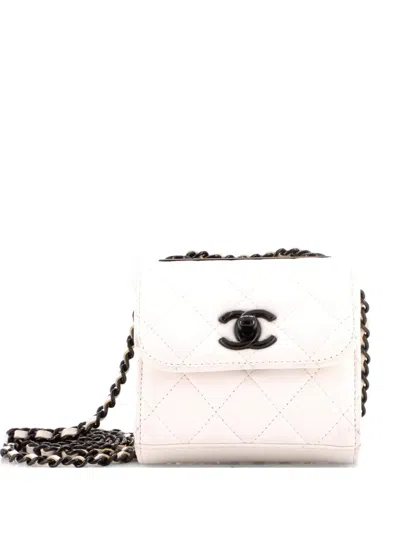 Pre-owned Chanel Trendy Cc Clutch With Chain Quilted Lambskin Small Crossbody Bag In White
