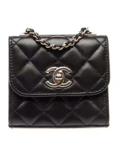 Pre-owned Chanel Trendy Cc Micro Clutch W/ Chain In Black