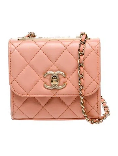 Pre-owned Chanel Trendy Cc Micro Clutch W/ Chain In Pink