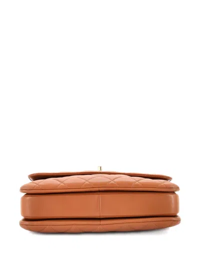 Pre-owned Chanel Trendy Cc Top Handle Bag Quilted Lambskin Medium Satchel In Brown