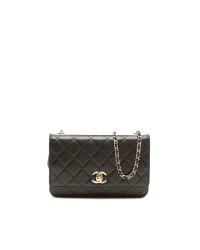 Pre-owned Chanel Trendy Cc Wallet On Chain Bag In Black