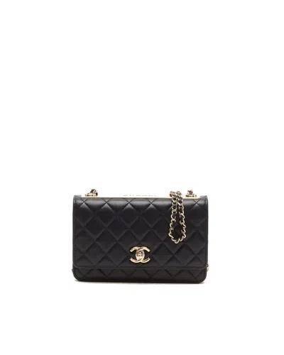 Pre-owned Chanel Trendy Cc Wallet On Chain Bag In Navy