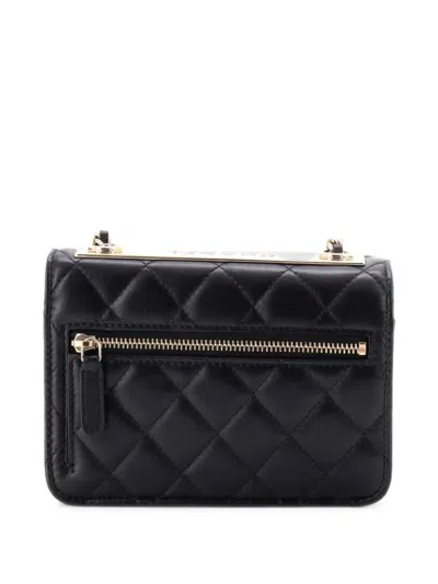 Pre-owned Chanel Trendy Cc Wallet On Chain Quilted Lambskin Mini Crossbody Bag In Black