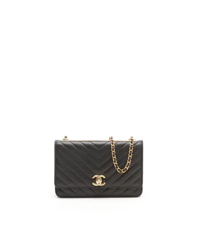 Pre-owned Chanel Trendy Wallet On Chain Bag In Black