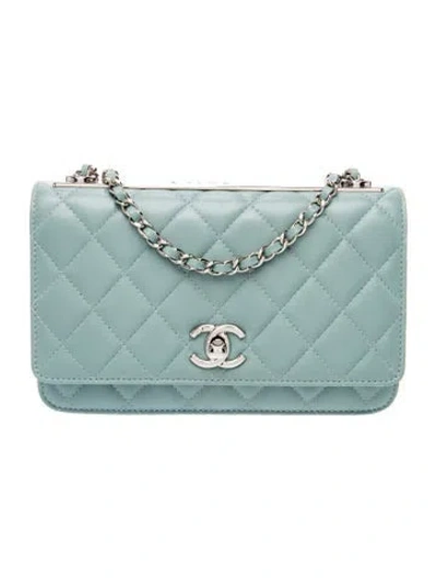 Pre-owned Chanel Trendy Wallet On Chain In Blue