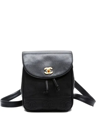 Pre-owned Chanel Triple Cc Backpack In Black