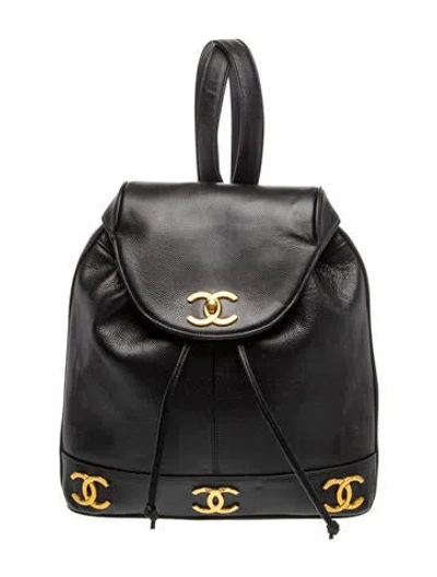Pre-owned Chanel Triple Cc Backpack In Black