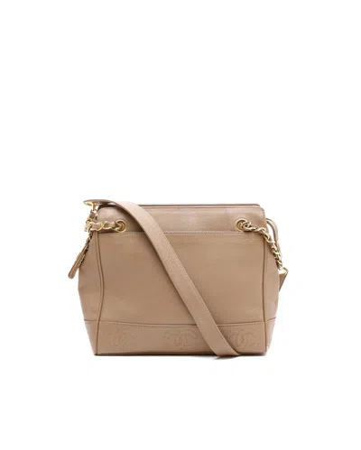 Chanel Triple Cc Caviar Shoulder Bag In Sand