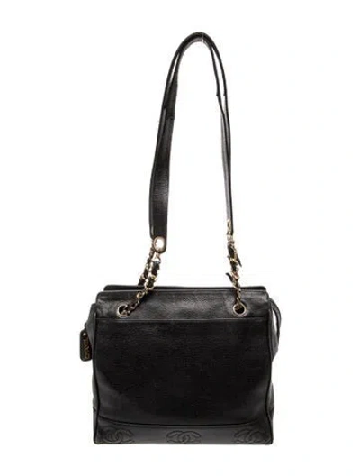 Pre-owned Chanel Triple Cc Caviar Tote In Black