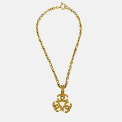 Pre-owned Chanel Triple Cc Chain Pendant Necklace Gold