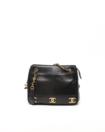 Pre-owned Chanel Triple Cc Chain Tote Bag In Black