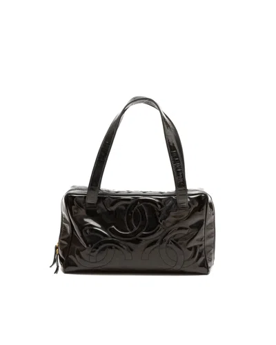 Chanel Triple Cc Patent Tote Bag In Black