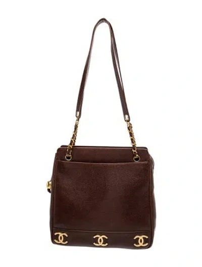 Pre-owned Chanel Triple Cc Tote In Brown