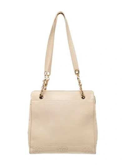Pre-owned Chanel Triple Cc Tote In Neutral