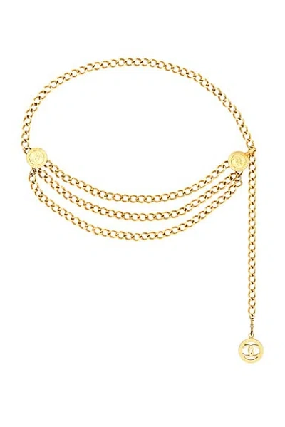 Pre-owned Chanel Triple Chain Belt In Gold