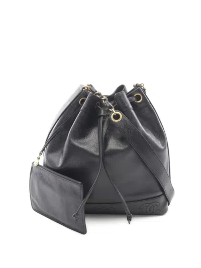 Pre-owned Chanel Triple Coco-mark Chain Shoulder Bag In Black