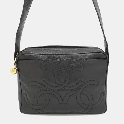 Pre-owned Chanel Triple Coco One Belt Black Caviar Leather