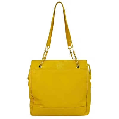 Pre-owned Chanel Triple Coco Yellow Leather Tote Bag ()
