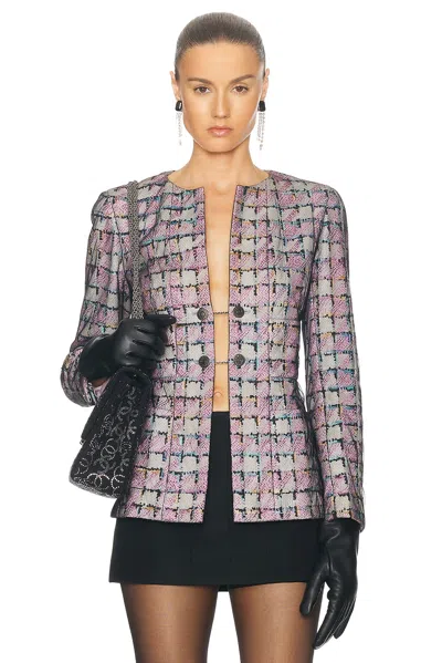 Pre-owned Chanel Tulle Layered Tweed Jacket In Multi