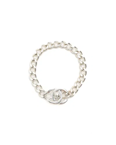 Pre-owned Chanel Turn Lock Bracelet In Silver