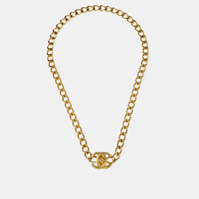 Pre-owned Chanel Turnlock Gold Chain Necklace