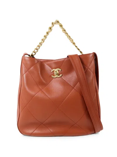 Pre-owned Chanel Turn-lock-fastening Tote Bag In Orange