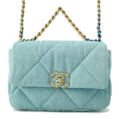Pre-owned Chanel Turquoise Denim Shoulder Bag () In Blue