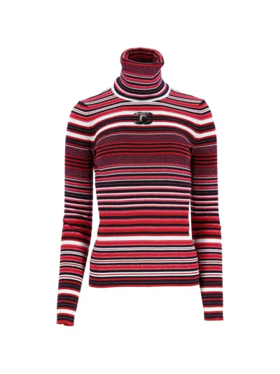 Pre-owned Chanel Turtleneck Striped Top In Red